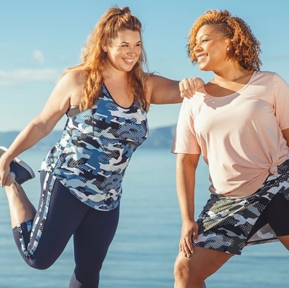 RAINBEAU Navy & Pink Camo Jessie Keyhole Tank